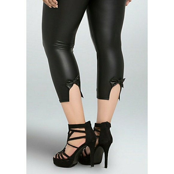 torrid Pants - Torrid Faux leather bow back leggings